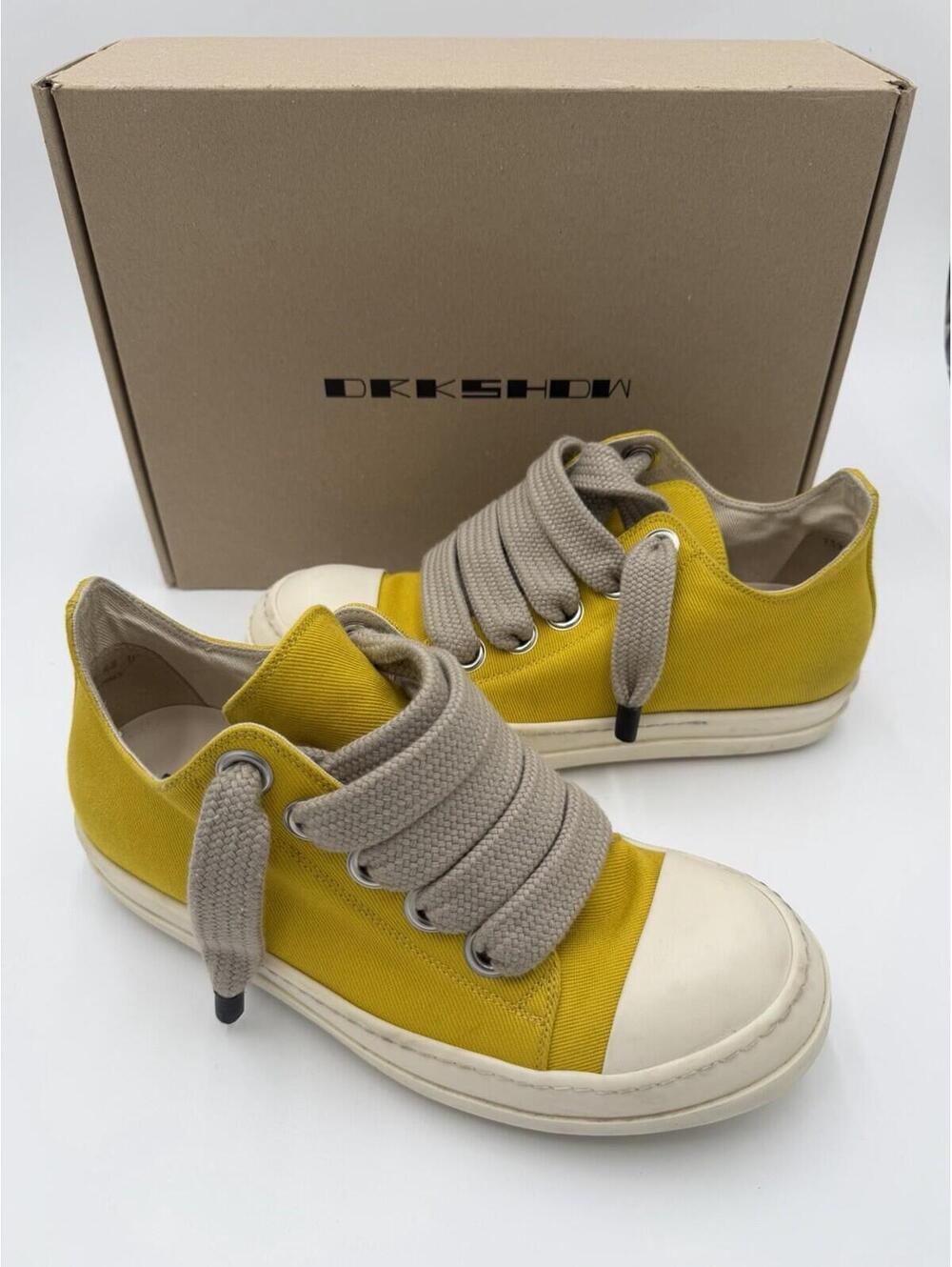 Rick Owens DRKSHDW Jumbo Lace Low Top Sneakers Yellow EU 43